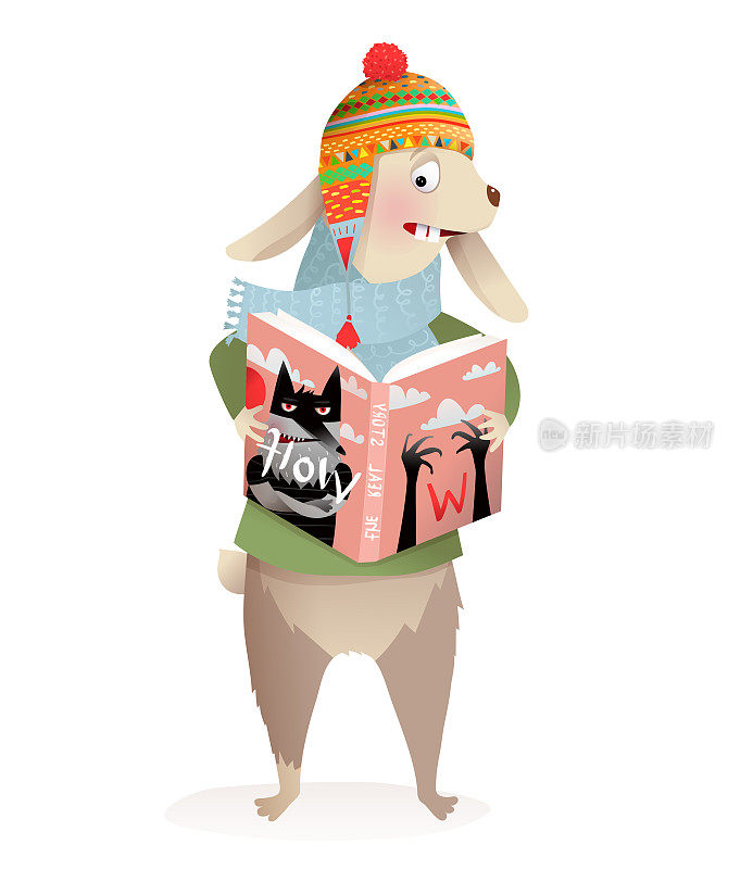 Winter Rabbit or Hare Reading Book about Wolf